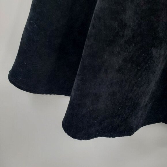 Corduroy Button Front Mini Skirt Black L Soft Flowy Stretch Grunge Fall 90s - Picture 7 of 13